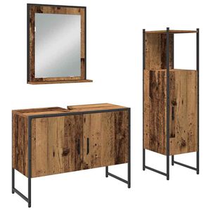 vidaXL Baderomsinnredningssett 3 stk. Brun 33 x 33 x 113.5 cm