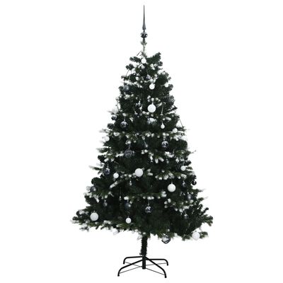 vidaXL Kunstig hengslet juletre med 300 LED og kulesett 180 cm