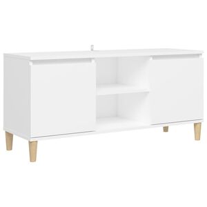 vidaXL TV-benk med ben i heltre hvit 103,5x35x50 cm