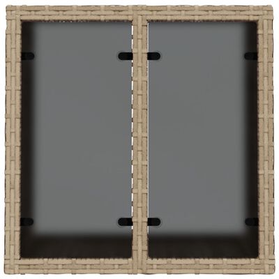 vidaXL Hagebord med glassplate beige 55x55x37 cm polyrotting