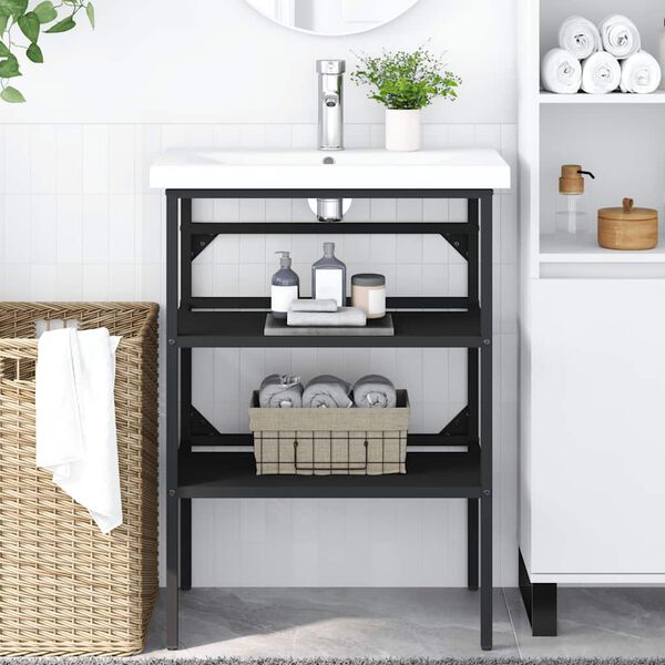 vidaXL Badehylle svart 59x38x83 cm jern