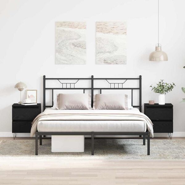 vidaXL Nattbordskap 2 pcs Svart eik 40 x 35 x 50 cm Konstruert tre