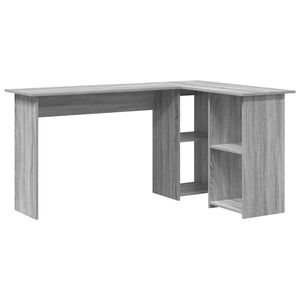 vidaXL Skrivebord Gr&aring; Sonoma 142 x 102 x 73 cm Konstruert tre