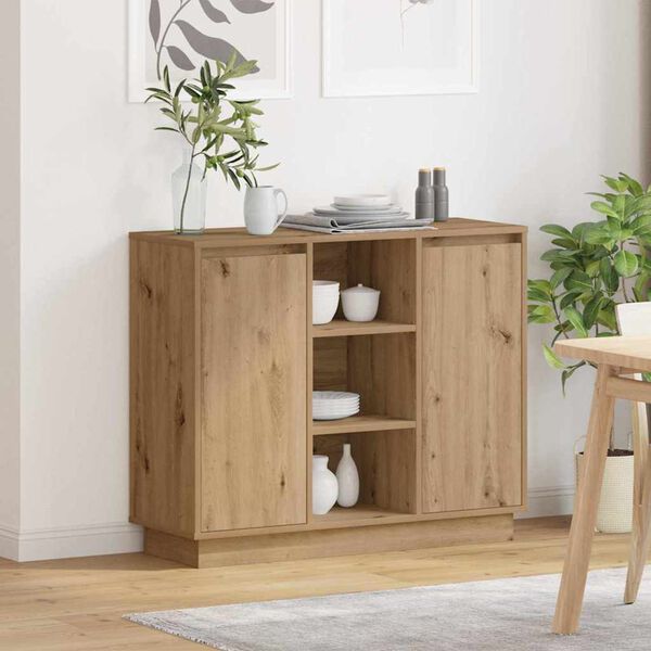 vidaXL LED sideboard Artisan Eik 90 x 32 x 75 cm Konstruert tre