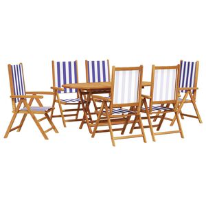 vidaXL Hage Spisegruppe 7 pcs Bl&aring; og hvit Solid akasietre