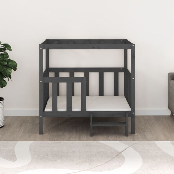 vidaXL Hundeseng gr&aring; 105,5x83,5x100 cm heltre furu