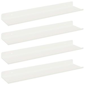 vidaXL Flytende hylle Veggmontert 4 pcs Hvit 40 x 8,5 x 2,5 cm St&aring;l