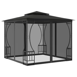vidaXL Paviljong med nett 300x300x265 m antrasitt