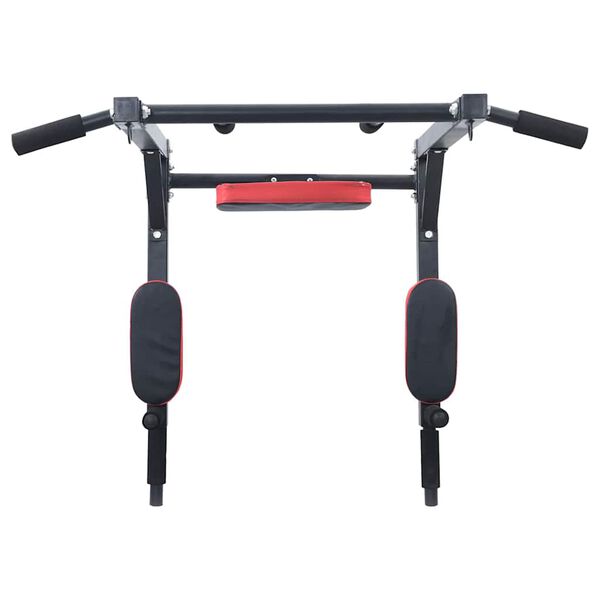 VidaXL Pull Up Bar Dip Stasjon Svart og Rød 89 x 59 x 70 cm