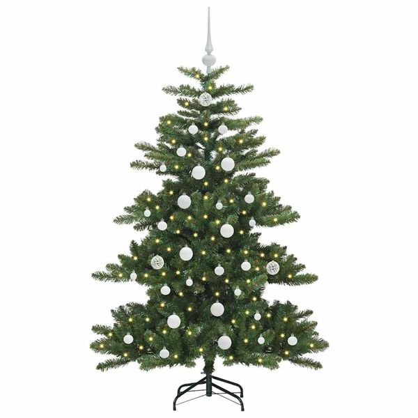vidaXL Kunstig sammensatt juletre med 150 LED gr&oslash;nn 150 cm PVC og st&aring;l