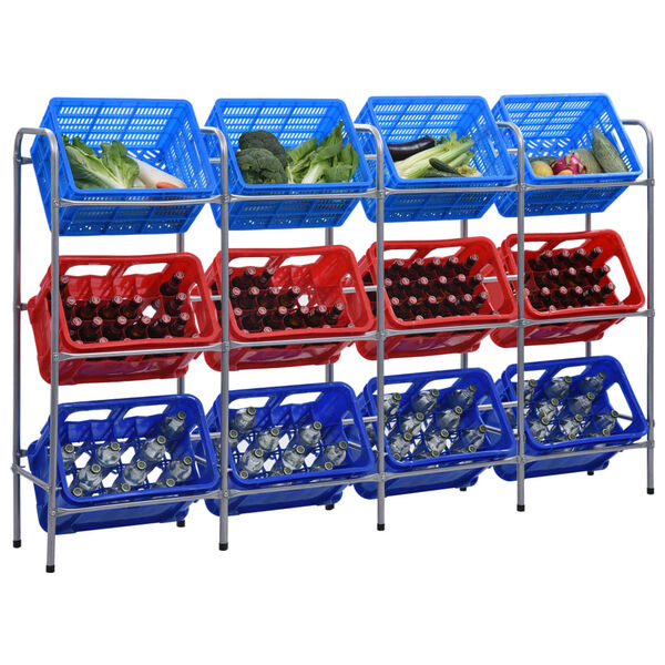 vidaXL Oppbevaringshylle for 12 kasser s&oslash;lv 190x33x116 cm st&aring;l