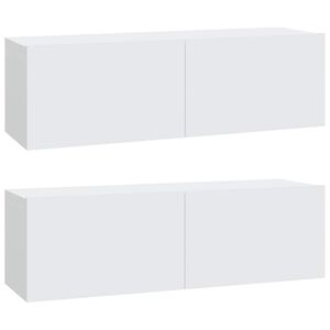 vidaXL Vegghengte TV-benker 2 stk hvit 100x30x30 cm konstruert tre