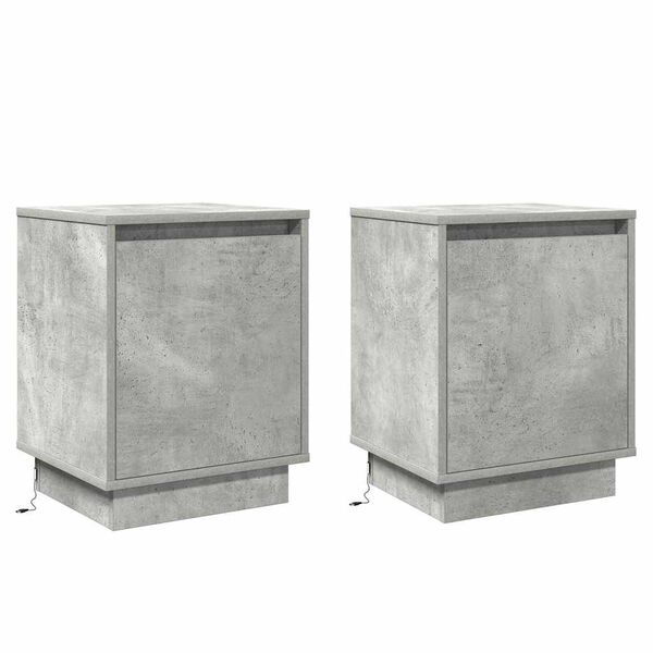 vidaXL Nattbordskap 2 pcs Betonggr&aring; 39 x 34,5 x 50 cm Konstruert tre