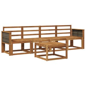vidaXL Utend&oslash;rs sofa-sett 4 pcs Naturlig Solid akasietre