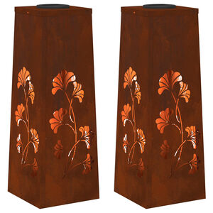 vidaXL Solenergi LED stibelys 2 pcs Corten St&aring;l Corten St&aring;l