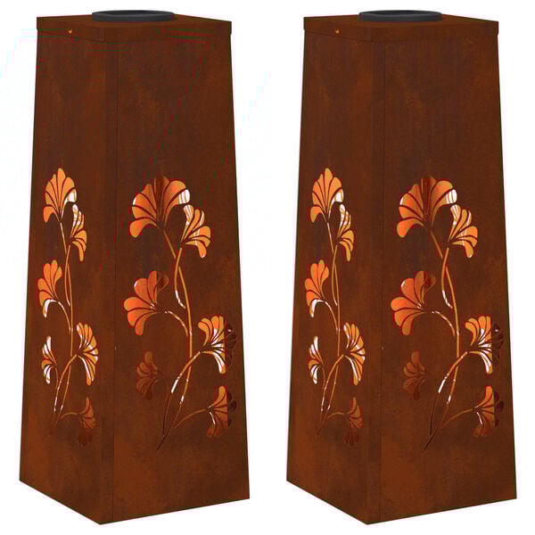 vidaXL Solenergi LED stibelys 2 pcs Corten St&aring;l Corten St&aring;l