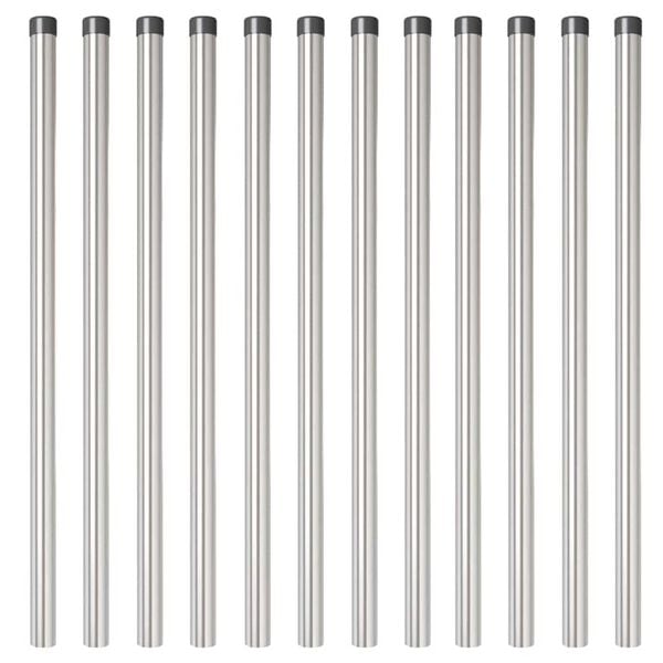 vidaXL Gjerdepunkter 12 pcs sølv 110 cm Pulverlakkert stål