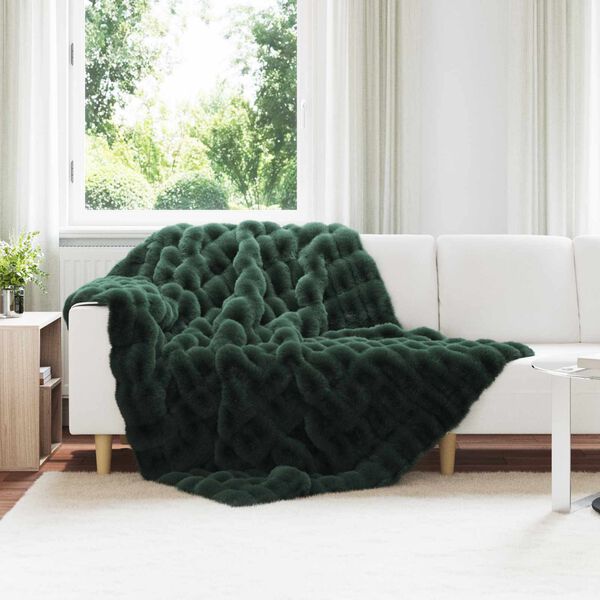 vidaXL Faux kaninullteppe 4 pcs Mørkegrønn 150 x 220 cm Polyester