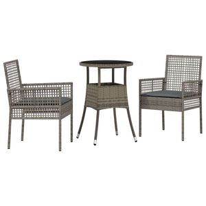 vidaXL Hage Spisegruppe 3 pcs Grå Poly rattan