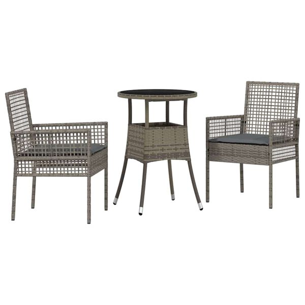 vidaXL Hage Spisegruppe 3 pcs Grå Poly rattan