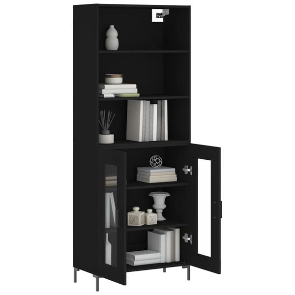 vidaXL Highboard svart 69,5x34x180 cm konstruert tre