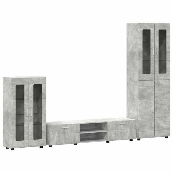 vidaXL TV-benksett med skuff med hylle FLORIN Betonggr&aring; Konstruert tre