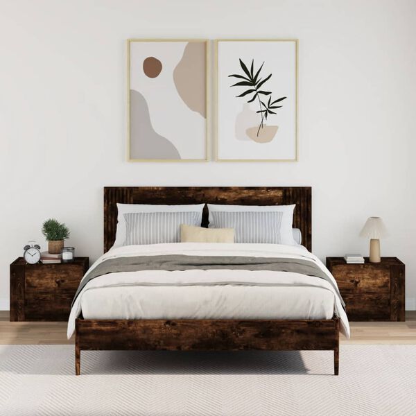 vidaXL Veggmonterte nattbord 2 stk r&oslash;kt eik 45x30x35 cm