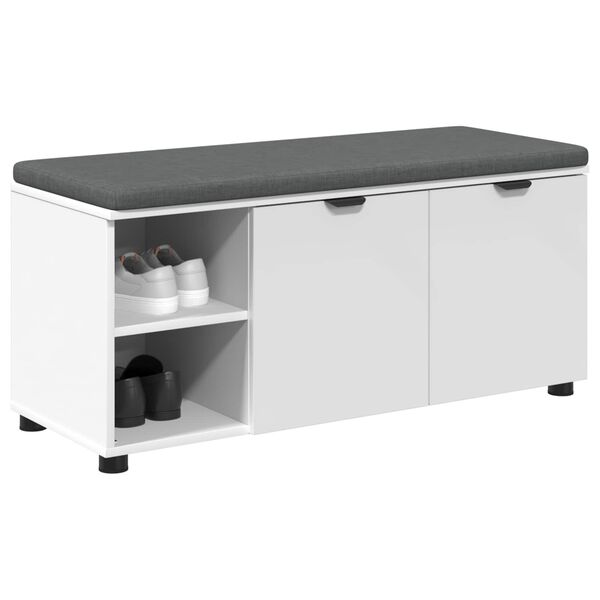 vidaXL Gangbenk med pute Ensfarget Hvit 100 x 38 x 46 cm