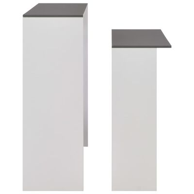 vidaXL Barbord med 2 bordplater hvit og grå 130x40x120 cm