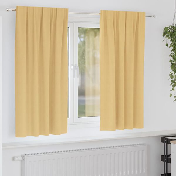 vidaXL M&oslash;rkleggende Gardiner med Ringer 2 pcs Beige 175 x 140 cm