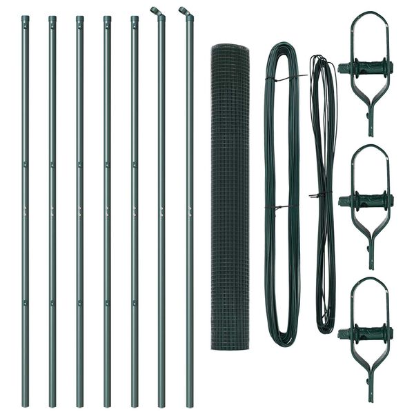 vidaXL Gjerdep&aring;le gr&oslash;nn 10 x 1,2 m (16 x 16 mm nett) St&aring;l og PVC