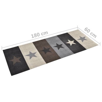 vidaXL Vaskbart kjøkkenteppe stjerner 60x180 cm
