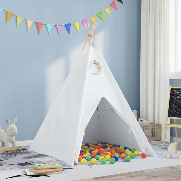 vidaXL Teepee Telt Hvit 120 x 120 x 150 cm Stoff og Plast