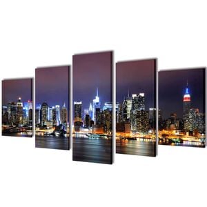 Kanvas Flerdelt Veggdekorasjon New York Horisont 200 x 100 cm