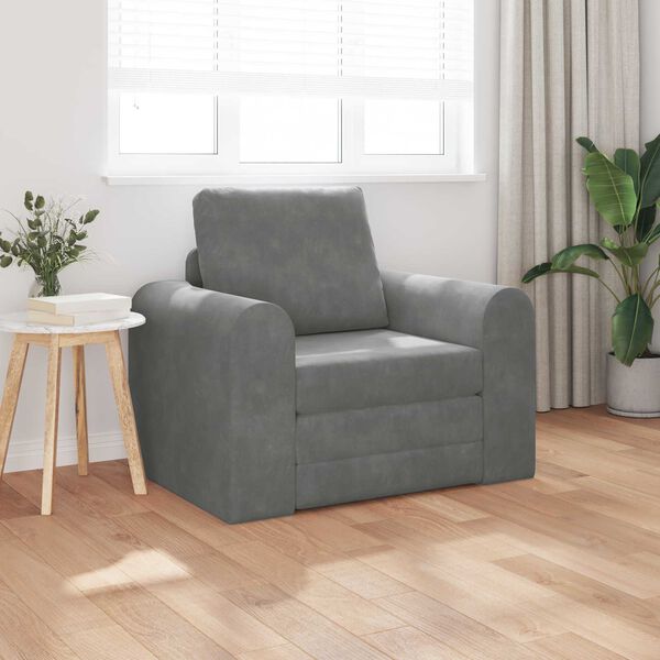 vidaXL Sammenleggbar Sofa seng M&oslash;rkegr&aring; 98 x 71 x 83 cm Fl&oslash;yel