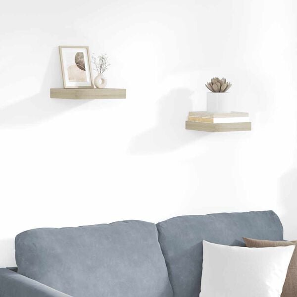 vidaXL Flytende vegghyller 2 stk eik 23x23,5x3,8 cm MDF