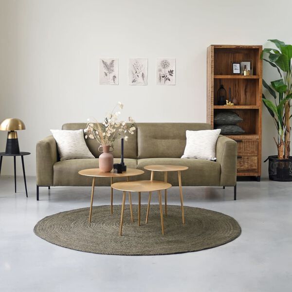 LABEL51 Teppe Jute rund 180x180 cm XXL milit&aelig;r