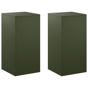 vidaXL Planteholder 2 pcs Olivengr&oslash;nn 40 x 40 x 80 cm St&aring;l
