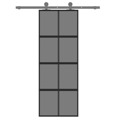 vidaXL Skyvedør svart 76x205 cm herdet glass og aluminium