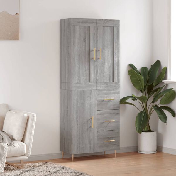 vidaXL Highboard gr&aring; sonoma 69,5x34x180 cm konstruert tre