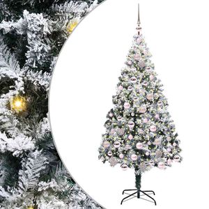 vidaXL Kunstig juletre med 300 LED Hvit 180 cm PVC og St&aring;l og Plast