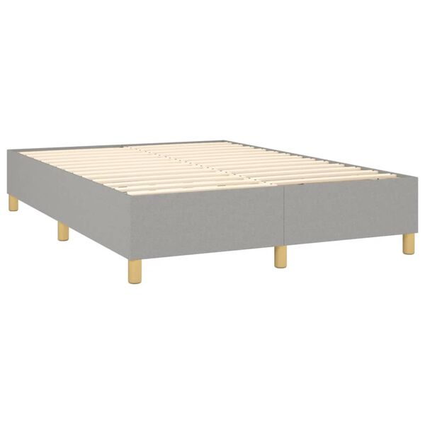 vidaXL Boxspring-sengeramme lysegr&aring; 135x190 cm Double stoff