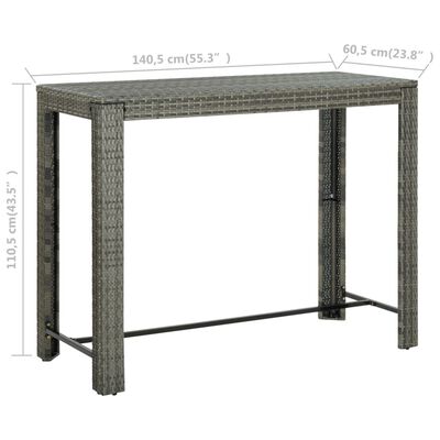 vidaXL Utendørs barbord grå 140,5x60,5x110,5 cm polyrotting