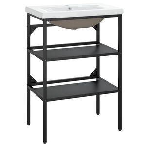 vidaXL Servantramme med innebygd servant svart jern