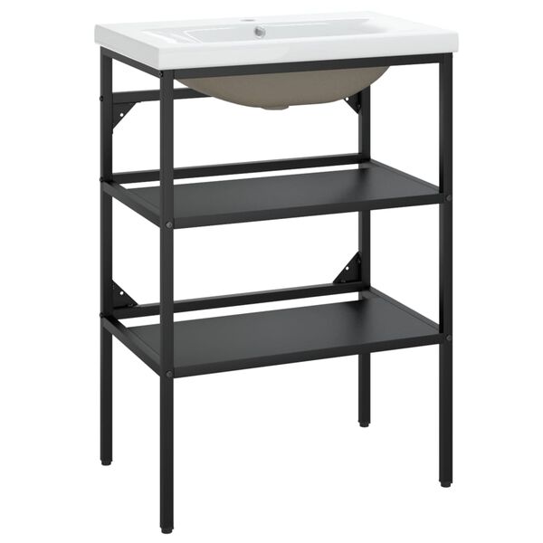 vidaXL Servantramme med innebygd servant svart jern