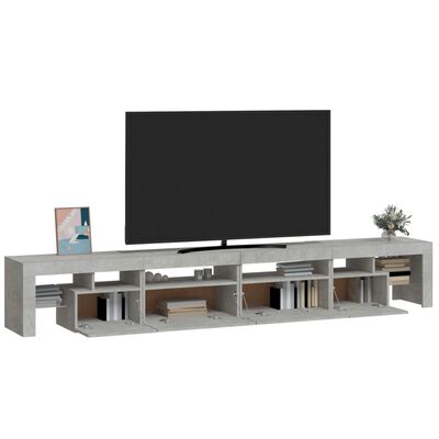 vidaXL TV-benk med LED-lys betonggrå 260x36,5x40 cm