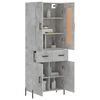 vidaXL Highboard betonggr&aring; 69,5x34x180 cm konstruert tre