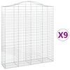 vidaXL Gabionkurver buede 9 stk 200x50x220/240 cm galvanisert jern