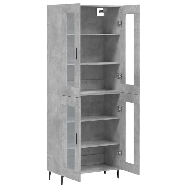 vidaXL Highboard betonggr&aring; 69,5x34x180 cm konstruert tre