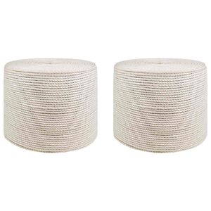 vidaXL Jute Tau 2 stk. 2 mm Hvit 100% Tossa jute